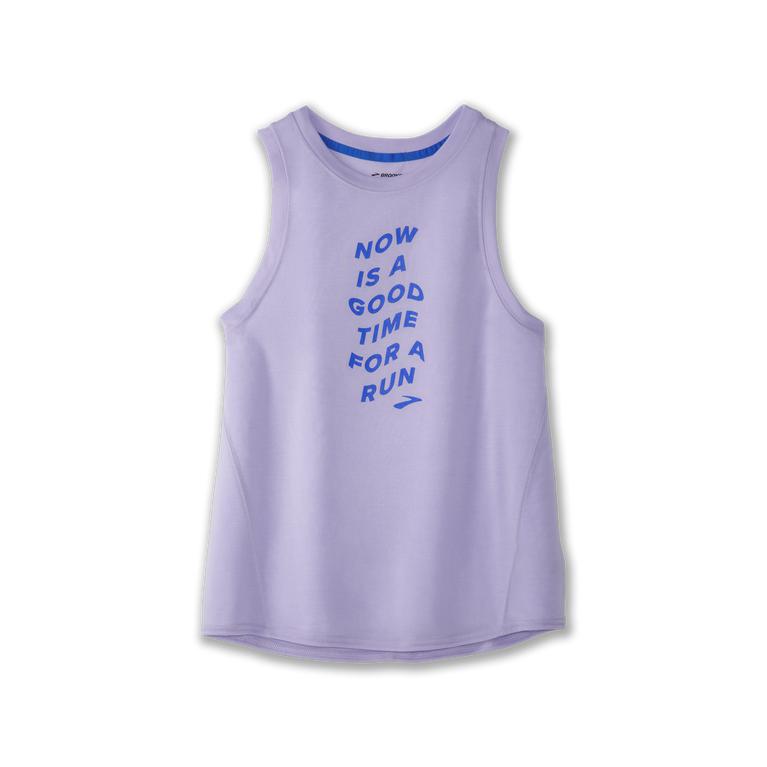 Brooks Distance Graphic - Womens Running Tank Top - Heather Violet Dash/Run Wave/Black (81326PNYQ)